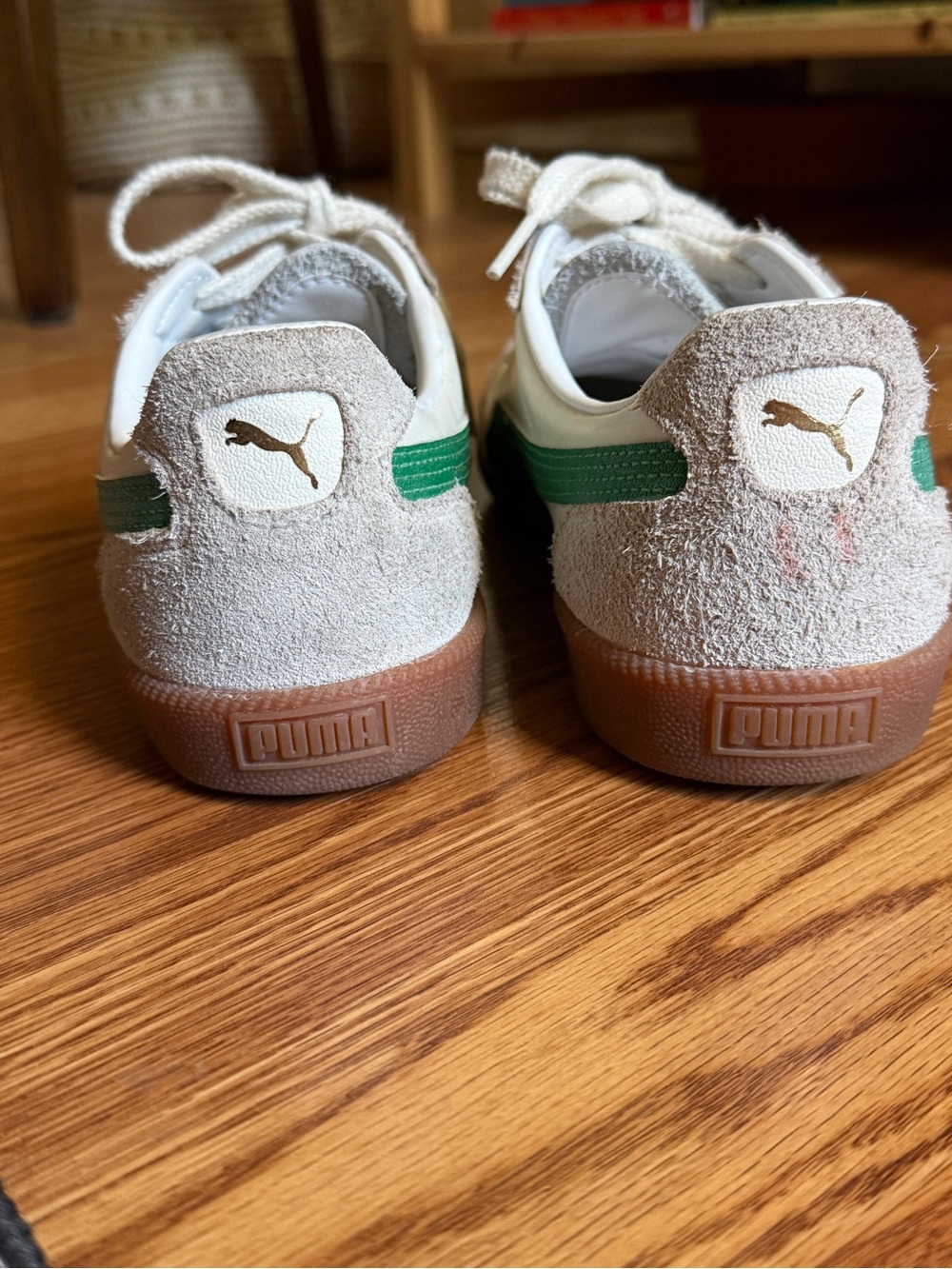 Puma Super Liga Retro Sneakers White with Green Stripe and Gum Sole - Picture 6 of 8